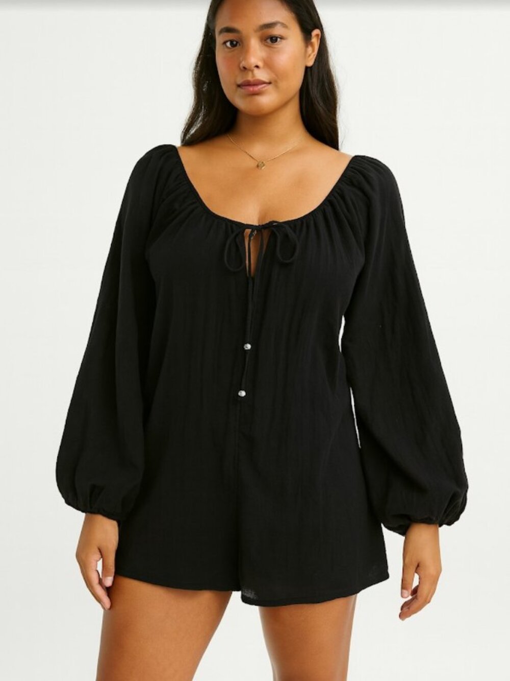 ASOS Design Black Romper Playsuit Gauze Beaded Cotton 6 New Tag Boho Beach Goth